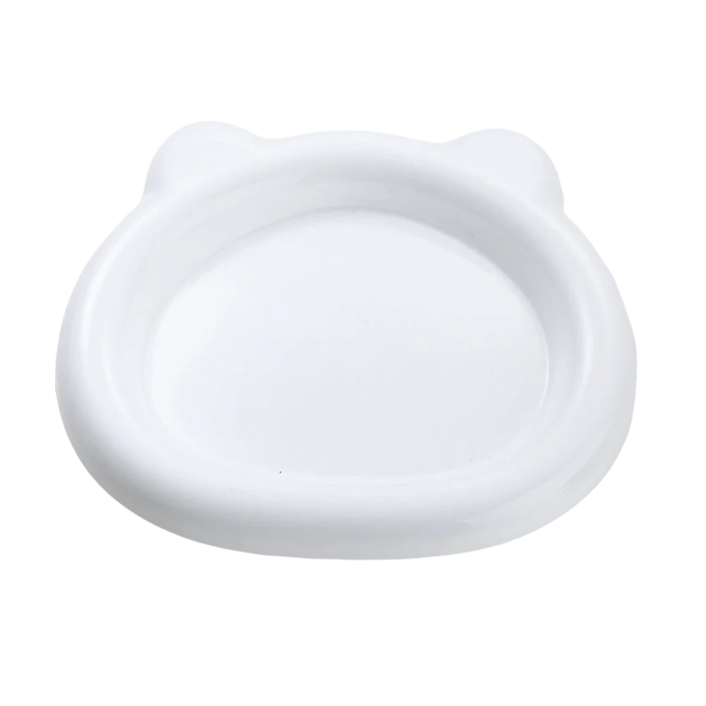 Cute Bear PP Plastic Cat & Puppy Food Bowl | Anti-Tip Dish Pet Food Bowl Richie's White