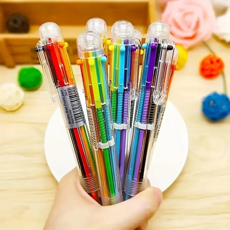 4-Pack Six-Color Transparent Ballpoint Pens – School Supplies Ballpoint Pen Set Richie's Default Title