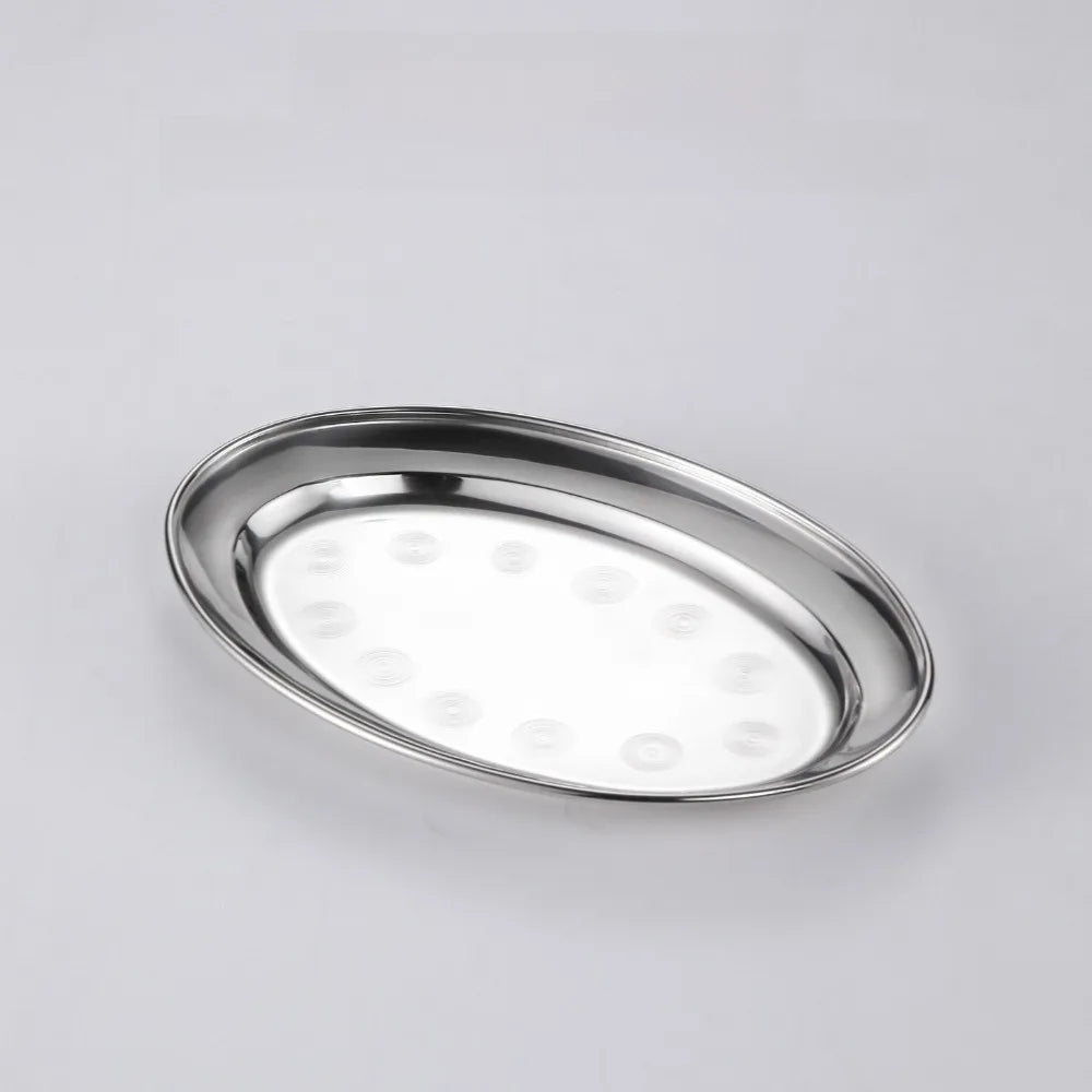 Stainless Steel Oval Fish Plates – BBQ Trays & Steak Dishes Oval Serving Plate Richie's 22cm