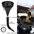 Automotive Fuel Oil Funnel Set – Flexible Long Neck & Filter Automotive Funnel Set Richie's