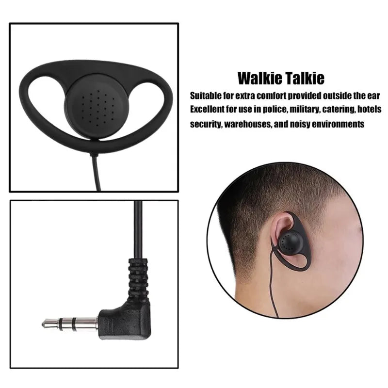 FUCHU D-Shape 3.5mm Single-Sided Ear Hook Earpiece Headset Wired Ear Hook Earpiece Richie's