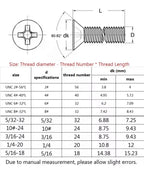 304 Stainless Steel UNC Countersunk Phillips Screws | 4 Sizes Machine Screws Richie's