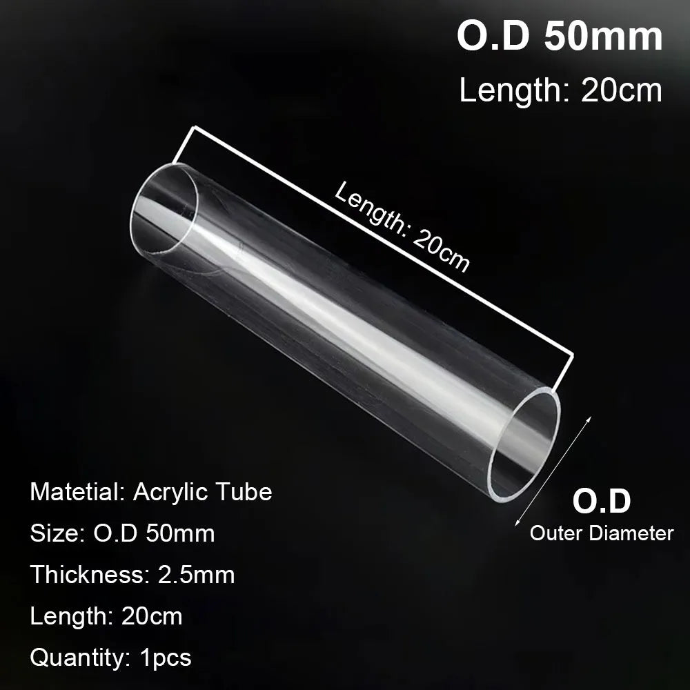 Clear Acrylic Tube for Aquarium & DIY – 20/50cm Multiple Sizes Acrylic Aquarium Tube Richie's OD50mm - 20cm