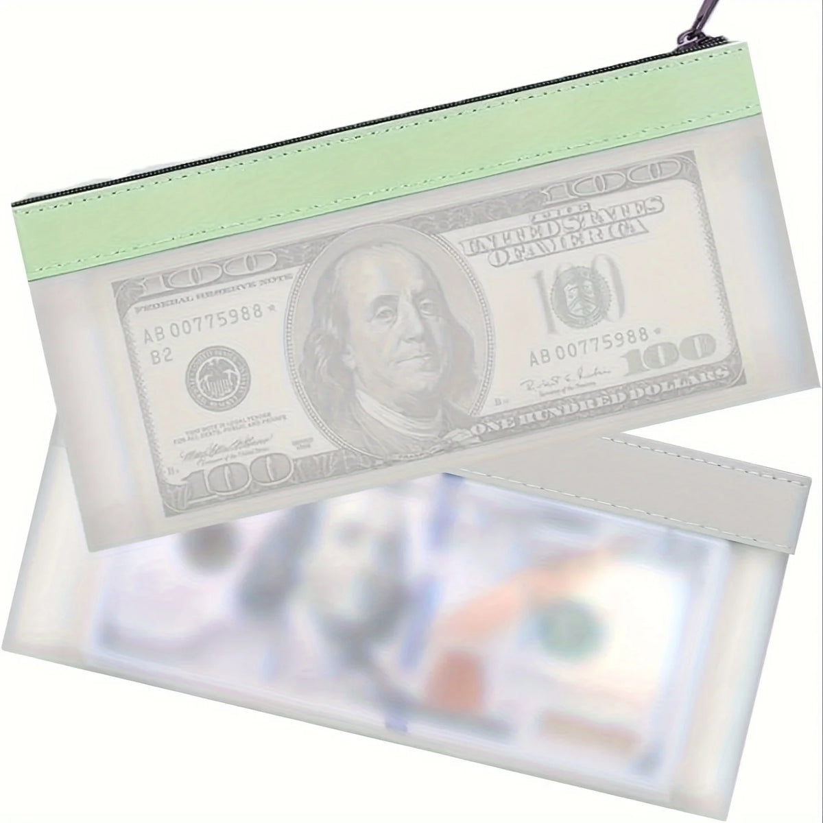Zippered Money Pouch PVC Cash Bag for Coins, Bills & Office Zippered Money Pouch Richie's