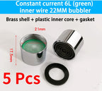 5-Pack Brass Water Saving Faucet Aerator Bubbler Splash Guard Faucet Aerator Richie's 6L-minute-22MM