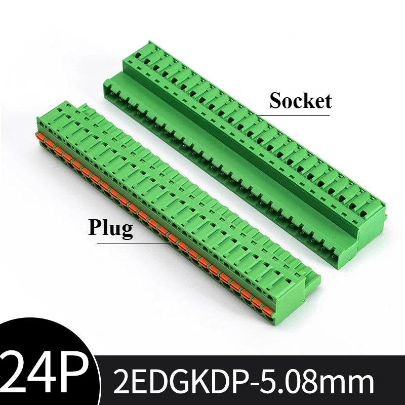 Spring-Press Plug-In Terminal Block 5.08mm 2–24P | 2EDGKD Set Terminal Block Connector Richie's 24P Plug and socket set