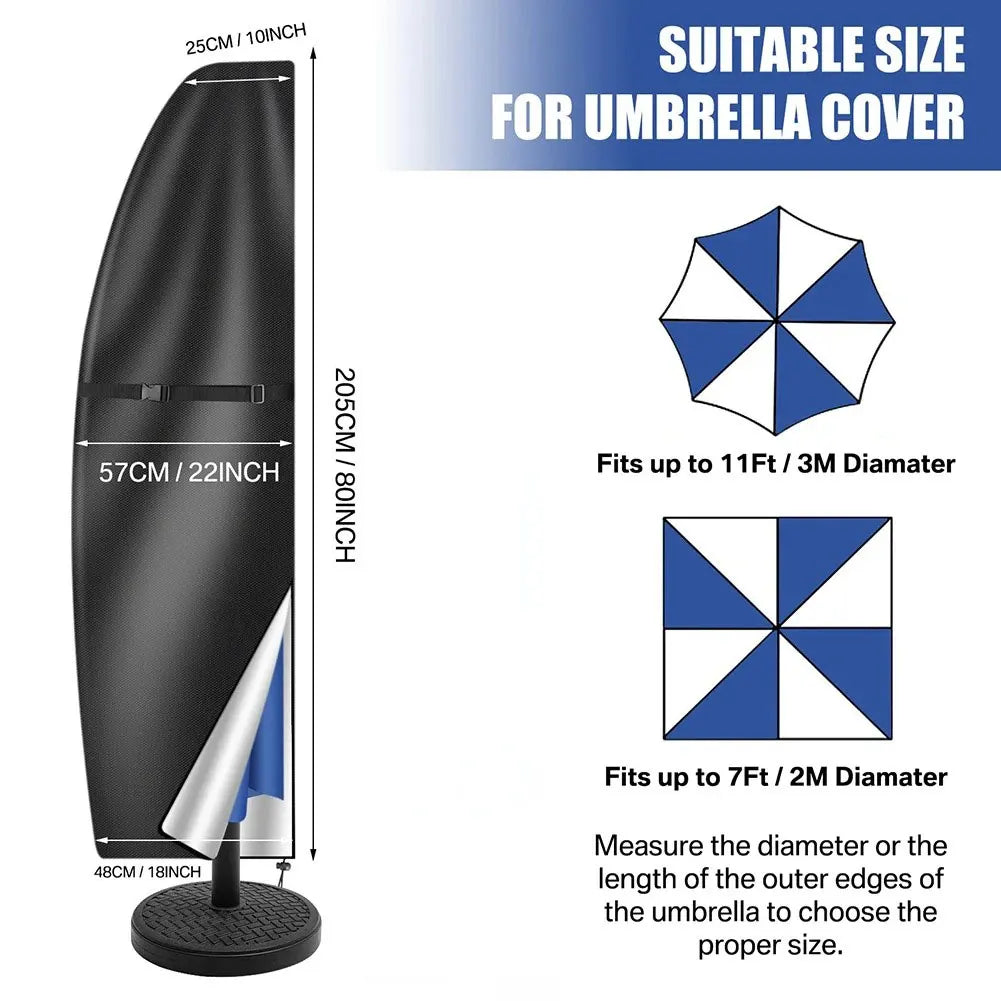 APWIKOGER Patio Umbrella Cover Waterproof Anti-UV with Zipper Patio Umbrella Cover Richie's black 205cm