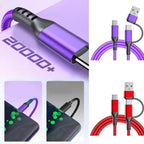 2M 2-in-1 USB-A & USB-C Braided Fast Charge Cable | 4 Colors USB Charging Cable Richie's