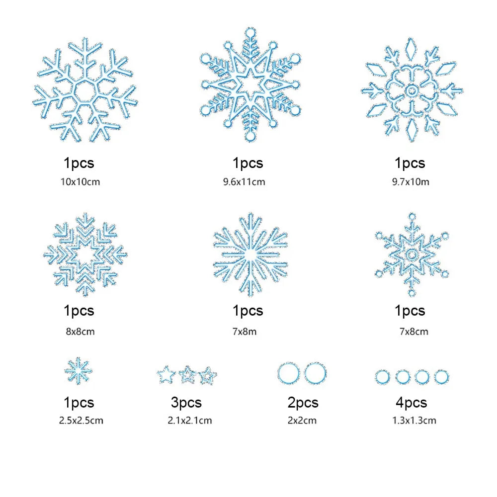 Christmas Snowflake Electrostatic Wall Stickers – Green & Silver Christmas Wall Stickers Richie's Silver-4
