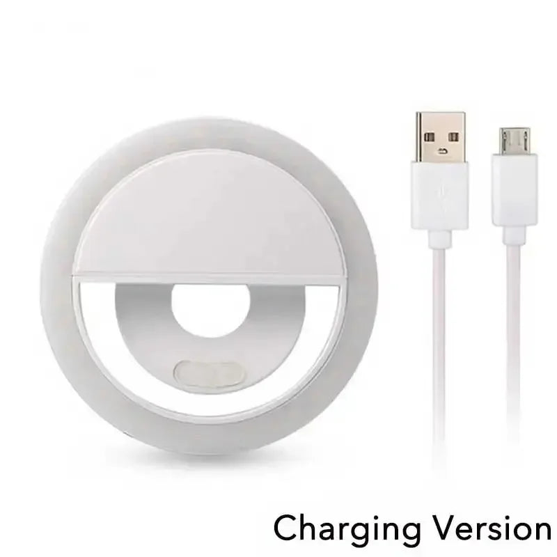 USB Rechargeable LED Selfie Ring Light with Phone Clip LED Selfie Ring Light Richie's White