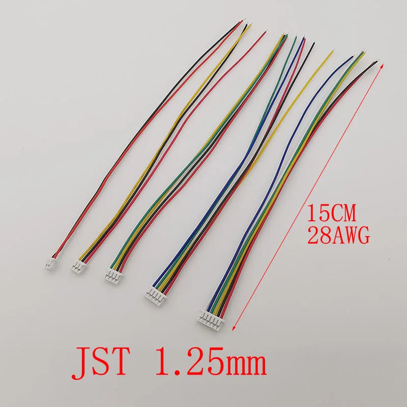 10Pcs JST Female Connectors SH GH PH XH 2–6 Pin Wire Cables Wire Cable Connector Richie's JST 1.25mm 5Pin