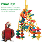 Wood & Cotton Rope Parrot Toy – Bird Chewing & Tearing Cage Toy Bird Cage Toy Richie's