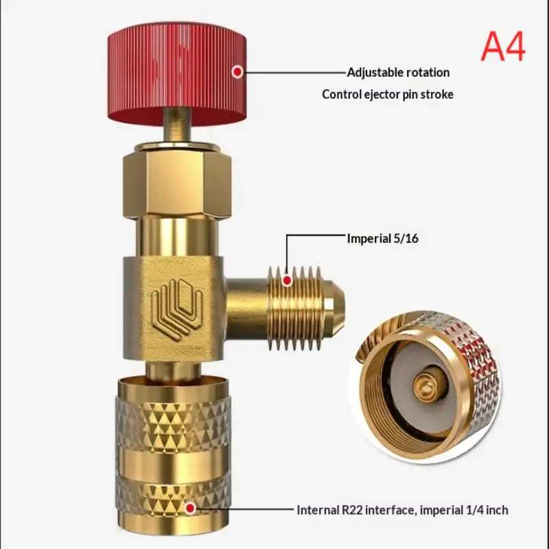 Brass R410a R22 AC Safety Adapter with Safety Valve AC Refrigerant Adapter Richie's A4
