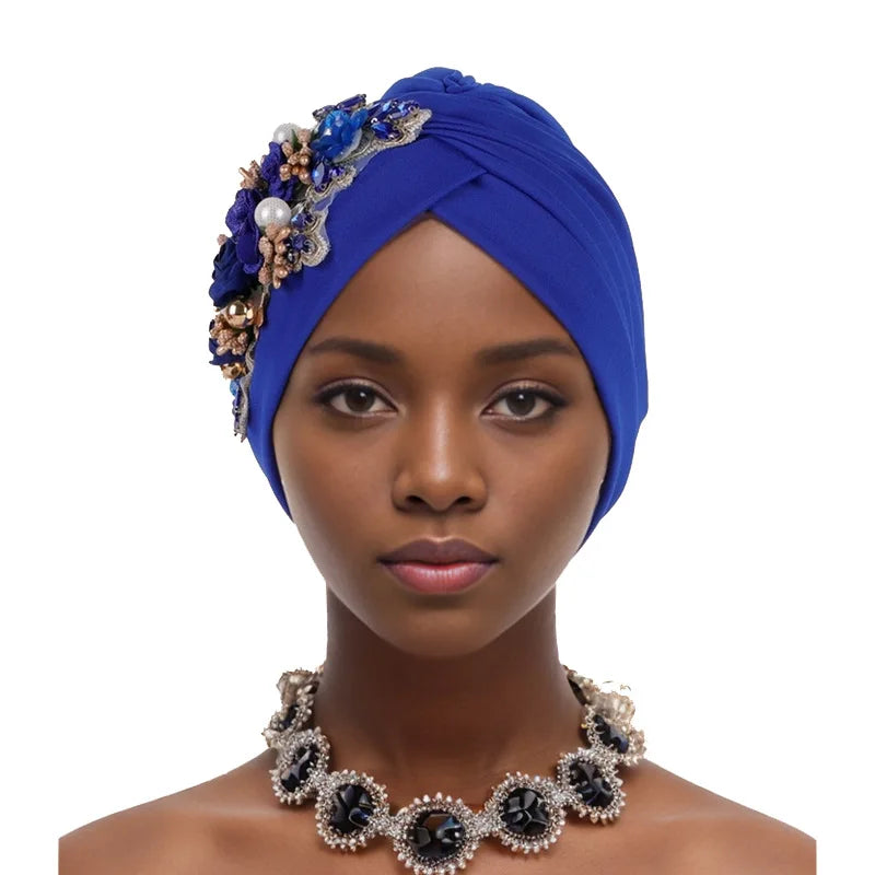 Women's Diamond Turban Cap – Muslim Hijab Bonnet Head Wrap Turban Hijab Cap Richie's sapphire