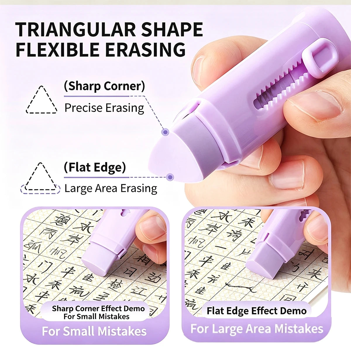 Push-Pull Triangle Gradient Pencil Eraser Set | 4 Cores Pencil Eraser Set Richie's