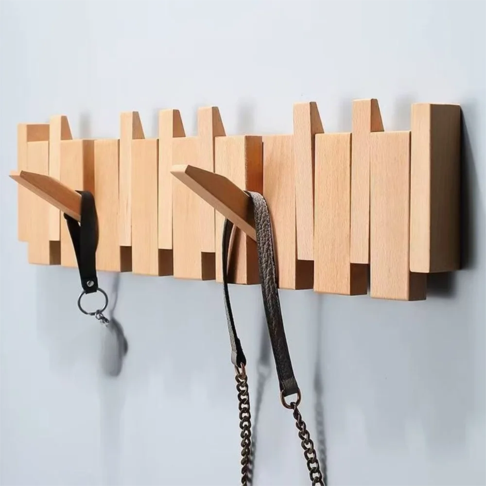 Wall Mounted Wood Coat Rack with 8 Piano Key Hooks Wall Coat Rack Richie's
