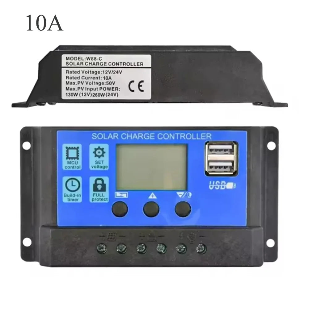 PWM Solar Charge Controller 10A 30A LCD Dual USB 12V 24V Solar Charge Controller Richie's 10 A