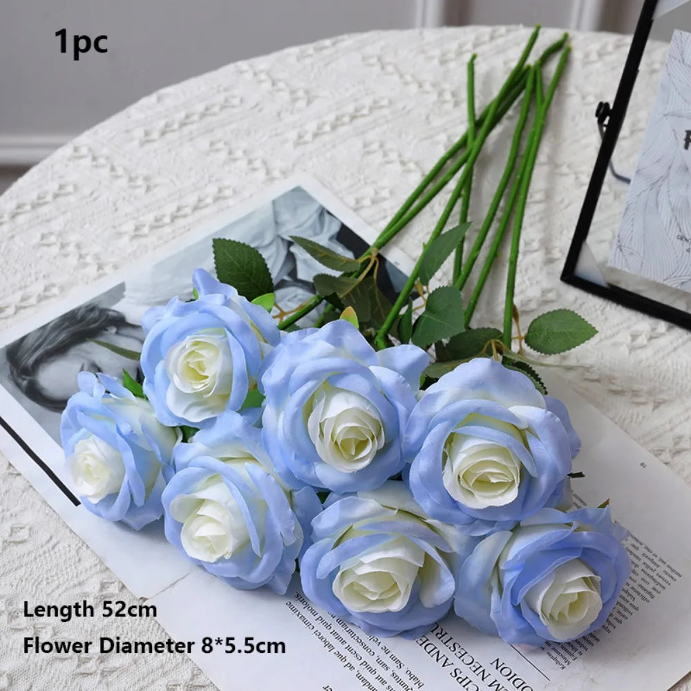 Silk Artificial Rose – 8 Colors for Party & Home Decor Artificial Silk Flowers Richie's Light Blue