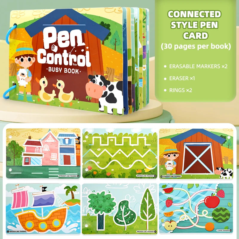 Reusable Kids Busy Book – Alphabet, Numbers & Drawing Toy Educational Activity Book Richie's Bq-1103-Connect