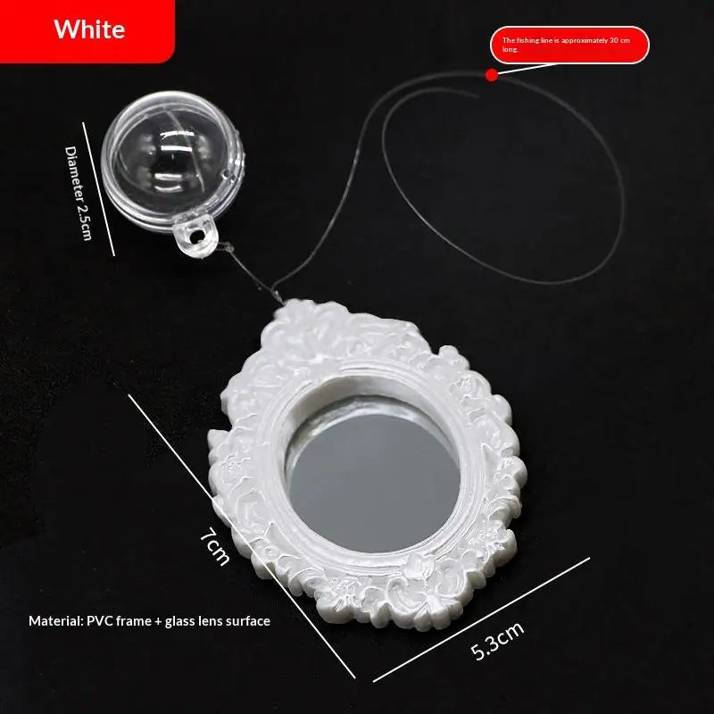 Floating Betta Fish Mirror Ornament – Vintage Retro Frame Aquarium Fish Toy Richie's White