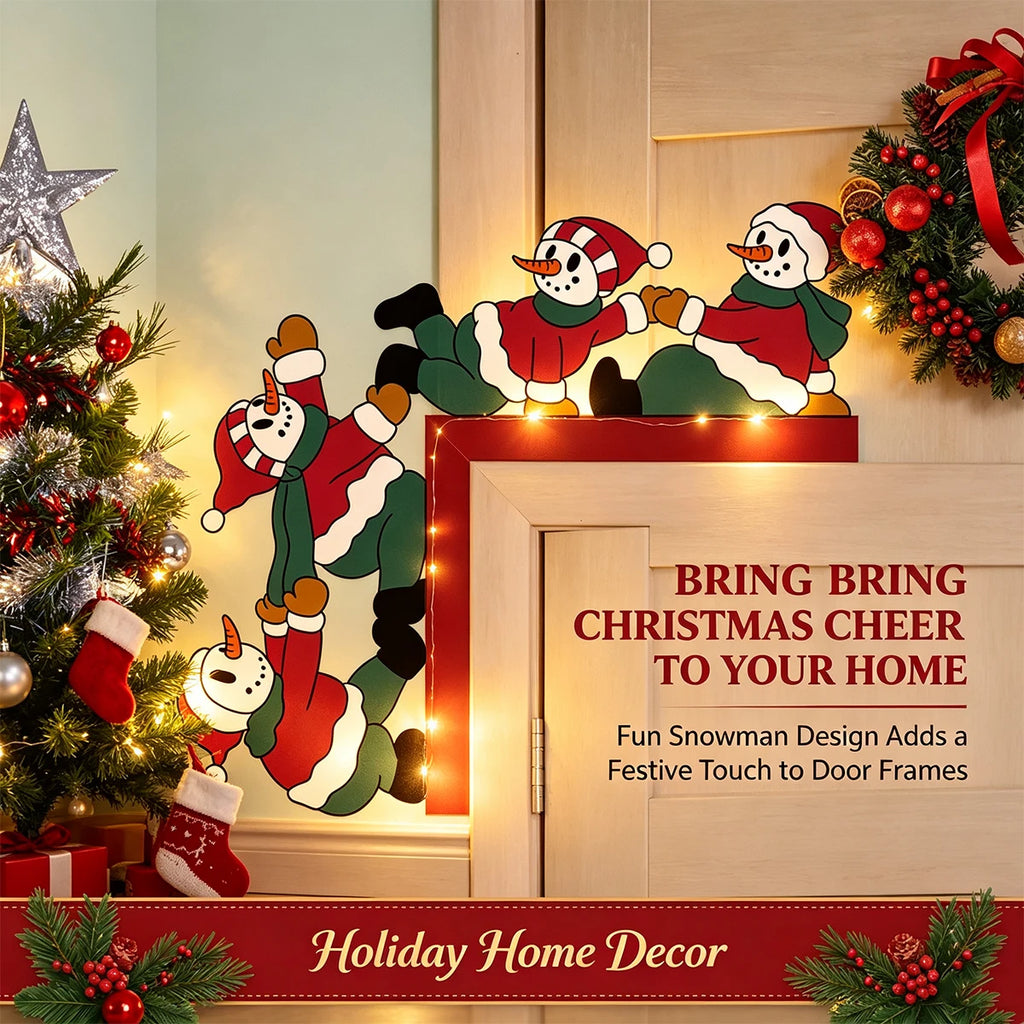 Christmas Snowman Wooden Door Corner Stickers – Burgundy Christmas Wall Stickers Richie's