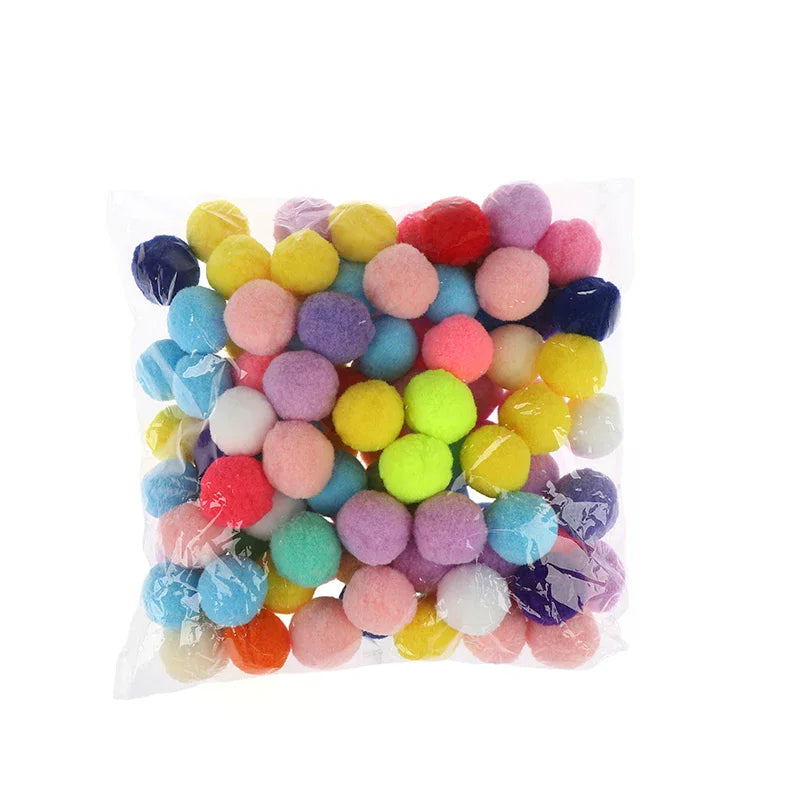 100 Pcs Fluffy Pom Poms 10–30mm | Kids DIY Craft Supplies DIY Craft Supplies Richie's