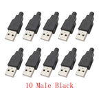 10Pcs USB 2.0 Type A Male Female 4-Pin Soldering Connector USB Soldering Connector Richie's Black 10M