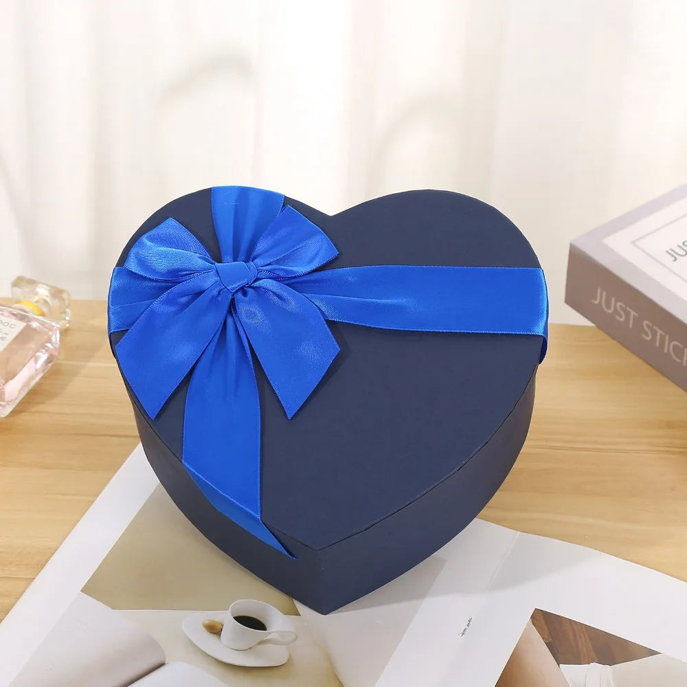 Heart-Shaped Kraft Paper Gift Box with Red Bowknot | 3 Sizes Gift Box Richie's Blue S