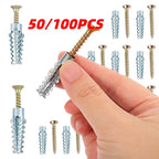 50/100PCS Metal Wall Anchors & Self-Tapping Expansion Screw Kit Wall Anchor Screw Kit Richie's
