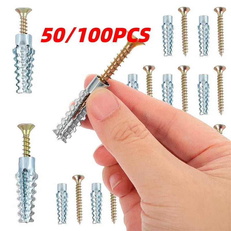 50/100PCS Metal Wall Anchors & Self-Tapping Expansion Screw Kit Wall Anchor Screw Kit Richie's