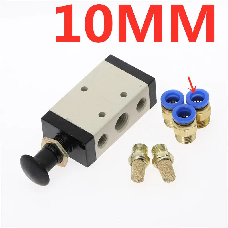 4R210-08 Manual Air Valve 1/4" 5-Port 2-Position + Fittings Pneumatic Control Valve Richie's 4R210-08-PC10
