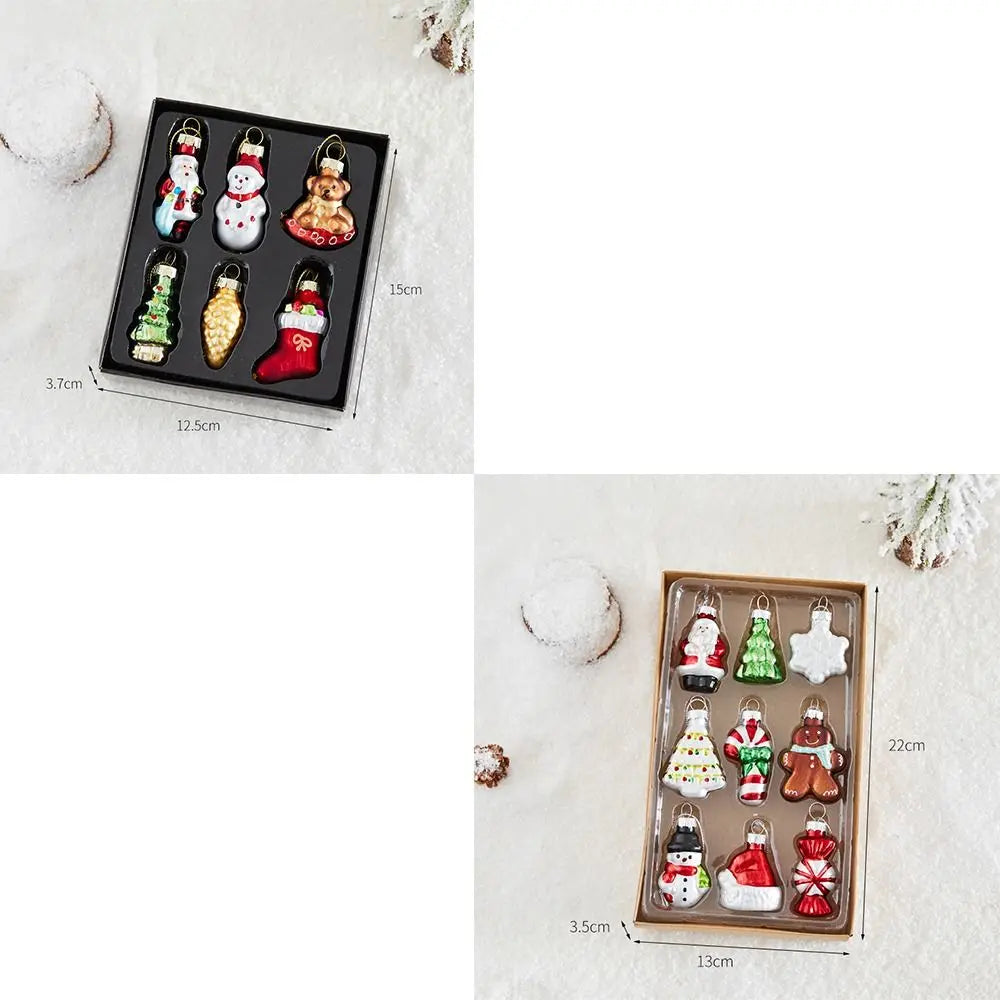 Hand-Painted Glass Christmas Ornaments Set 6/9 Pcs – Snowman Christmas Ornament Set Richie's