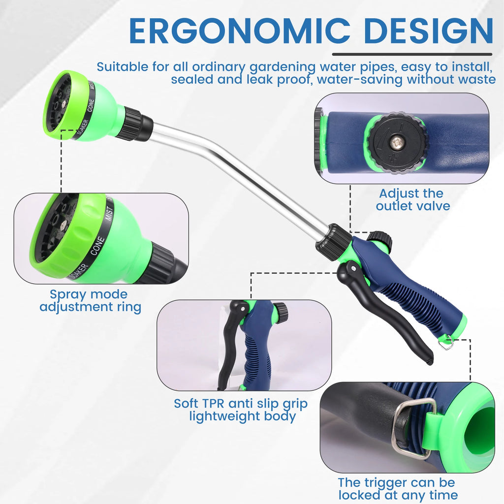 18-Inch Watering Wand Hose Nozzle – 8 Spray Patterns Garden Watering Wand Richie's