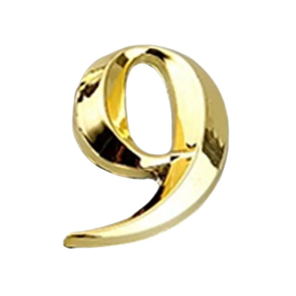 3D Golden Self-Adhesive Door Numbers 0–9 | Electroplated Zinc Door Number Sign Richie's 9
