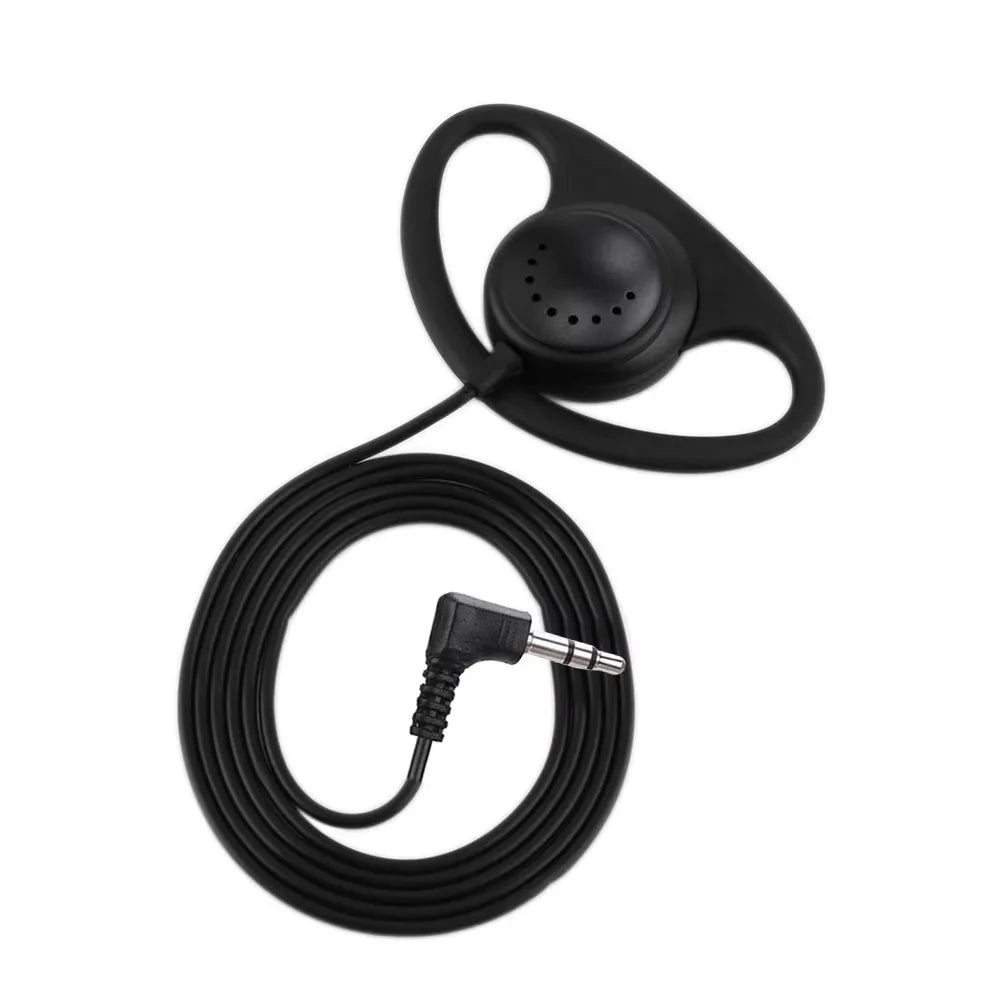 FUCHU D-Shape 3.5mm Single-Sided Ear Hook Earpiece Headset Wired Ear Hook Earpiece Richie's Black 1pcs