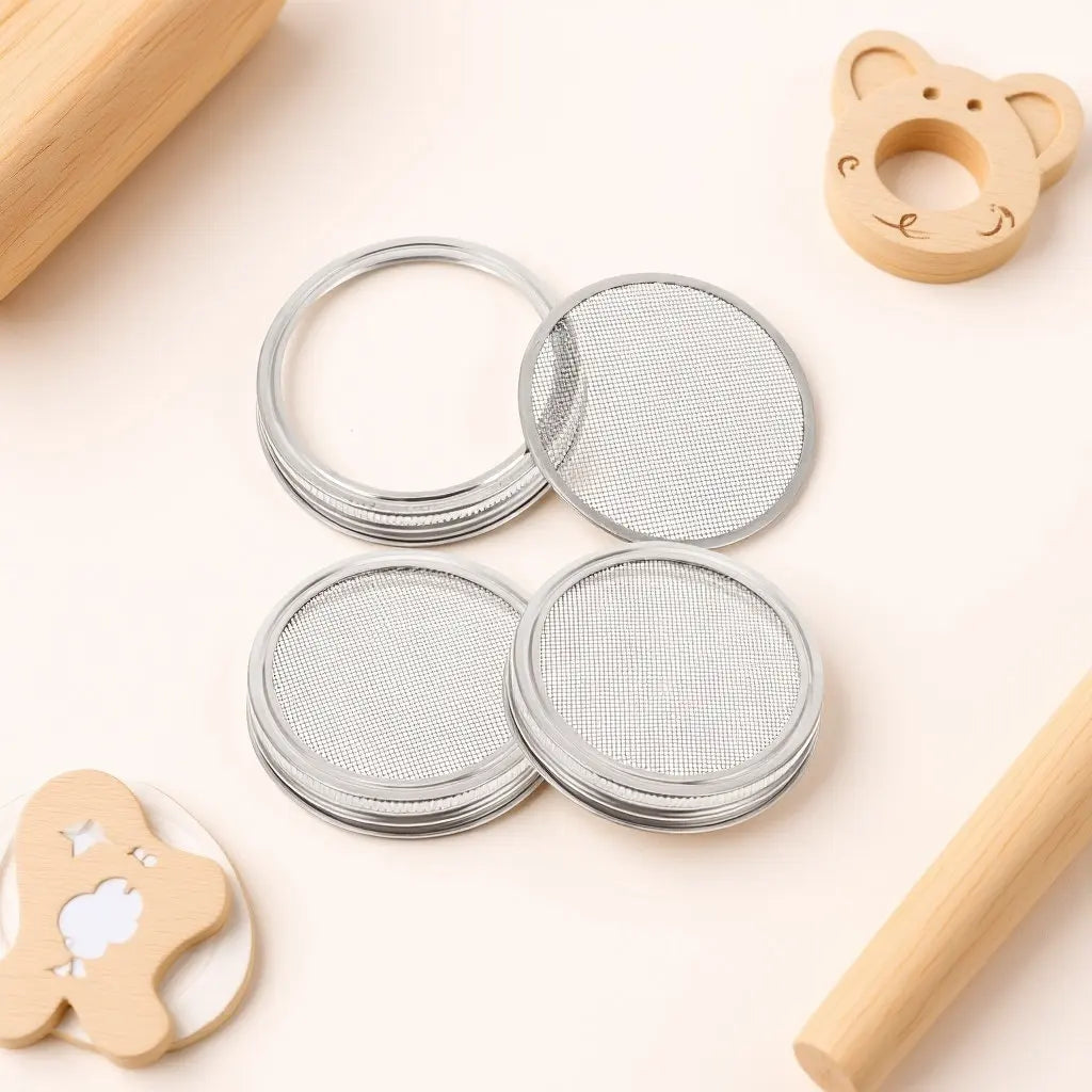 3-Pack Stainless Steel Sprouting Lids for Wide Mouth Mason Jars Mason Jar Sprouting Lids Richie's