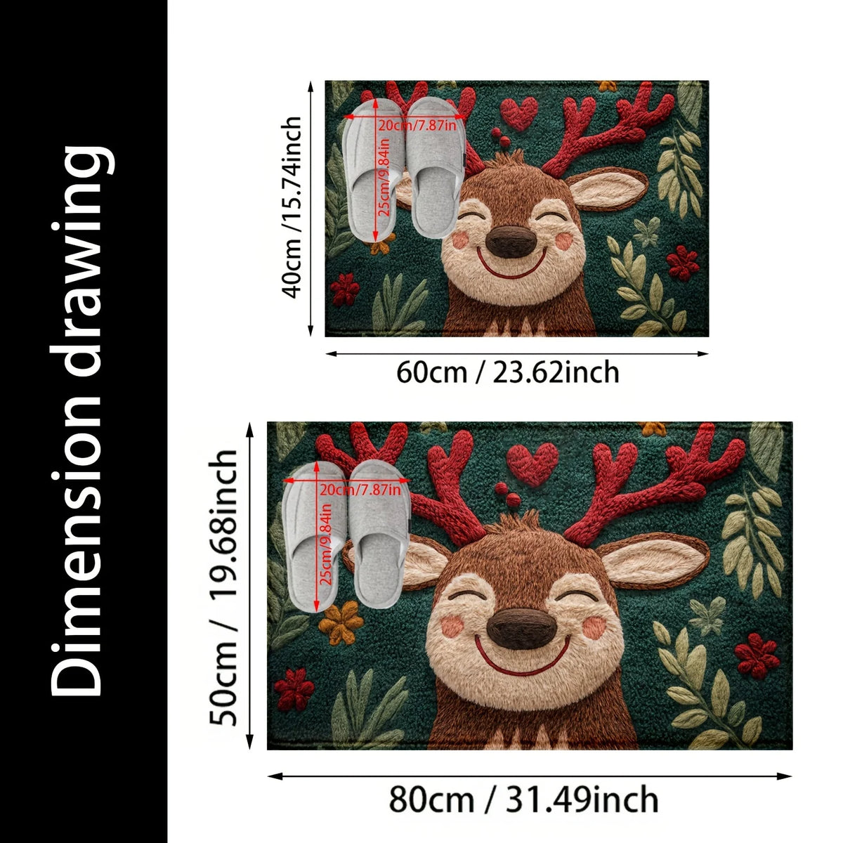 Fluffy Christmas Deer Bath Mat – Quick-Dry Microfiber Anti-Slip Holiday Bath Mat Richie's