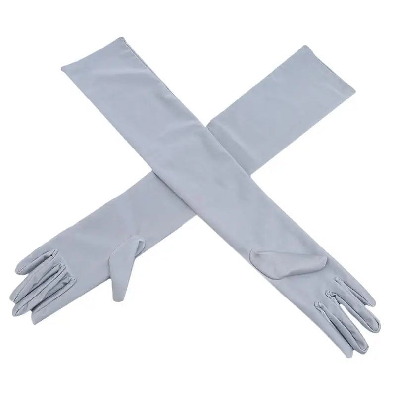 Women's Long Satin Opera Gloves for Prom, Party & Costume Satin Opera Gloves Richie's Grey One Size