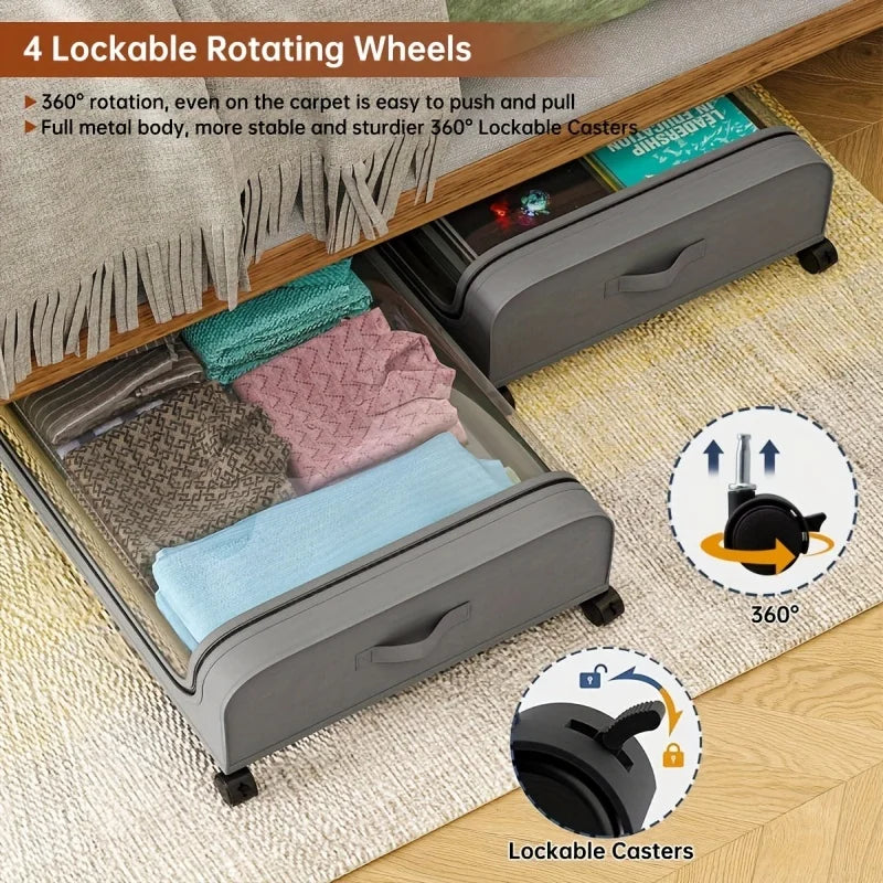 Under Bed Storage Bins with Wheels & Lid | Home Organizer Under Bed Storage Bin Richie's