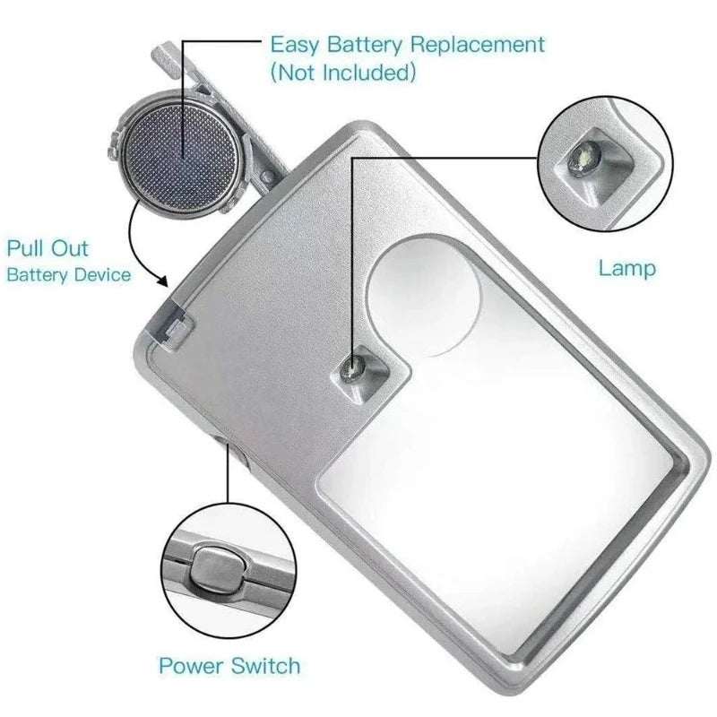 6X 3X LED Magnifying Glass Loupe – Pocket Magnifier Magnifying Glass Loupe Richie's