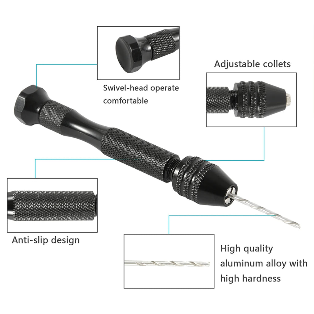 49PCS Precision Pin Vise Hand Drill Set 0.2–3.0mm HSS Twist Bits Pin Vise Drill Set Richie's