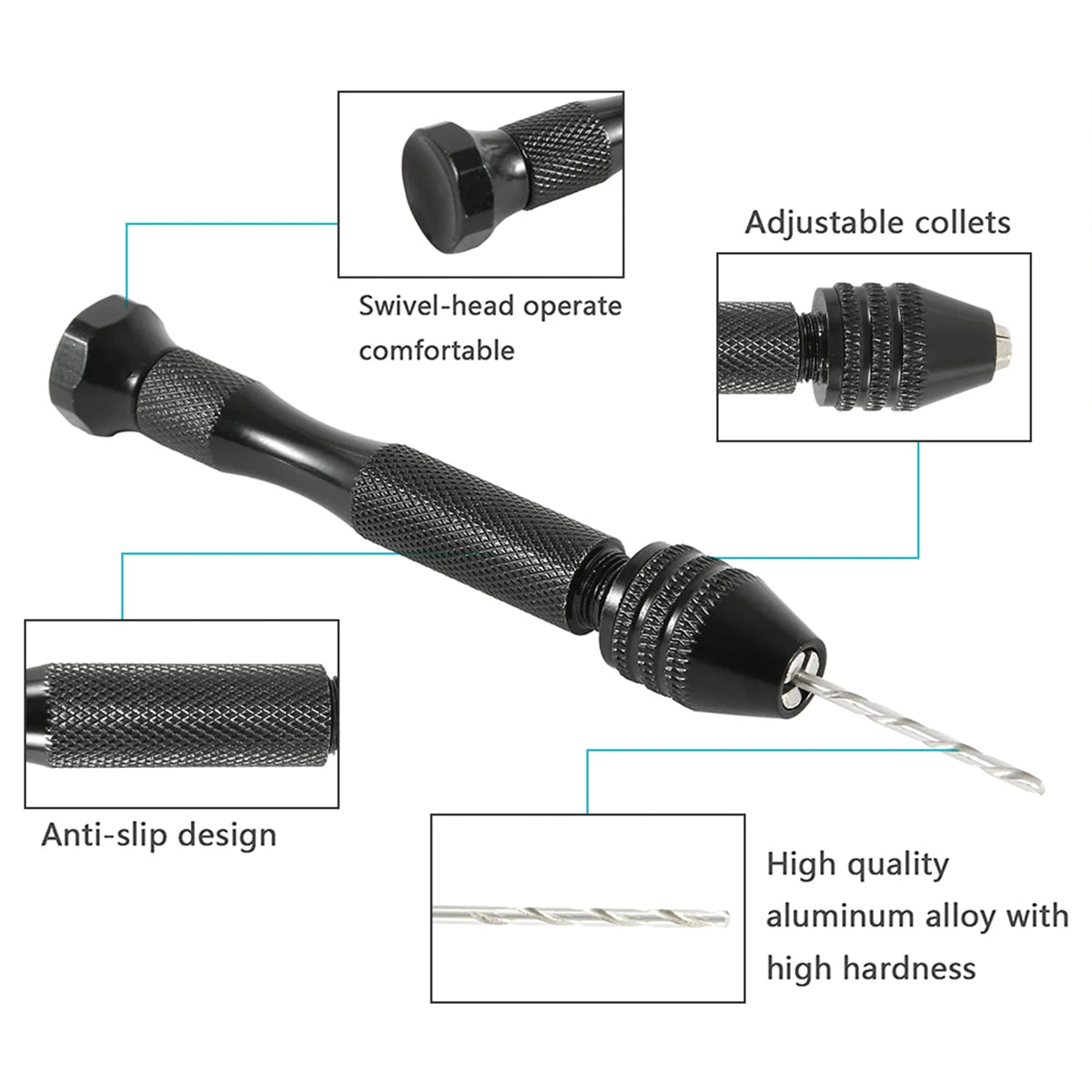 49PCS Precision Pin Vise Hand Drill Set 0.2–3.0mm HSS Twist Bits Pin Vise Drill Set Richie's