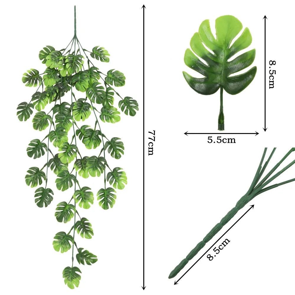 80cm Artificial Hanging Vine 5-Head Plastic Leaf Plant Decor Artificial Hanging Vine Richie's Style-7