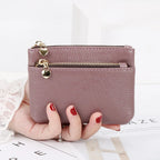 Women's Mini PU Leather Coin Purse Zipper Wallet & Key Chain Coin Purse Wallet Richie's Purplish Purple
