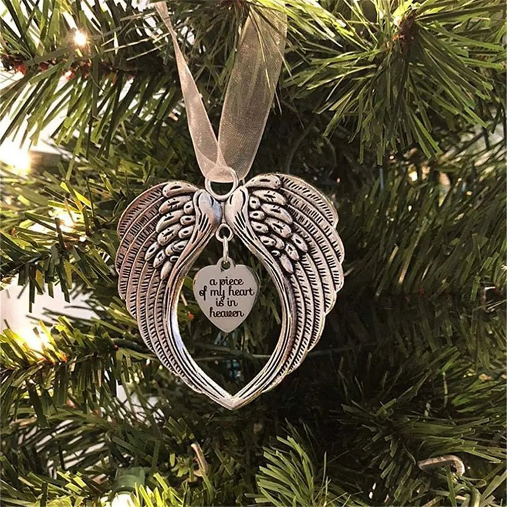 Angel Wings Christmas Ornament – Stainless Steel & Silk Keepsake Christmas Ornament Richie's