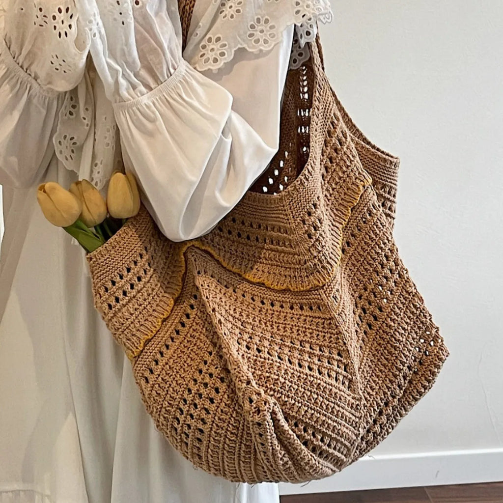 Crochet Tote Bag – Hollow Knit Women's Shoulder Handbag Crochet Tote Bag Richie's