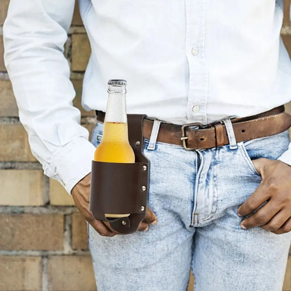 PU Leather Beer Bottle Waist Holster Belt Bag with Pen Holder Waist Belt Bag Richie's