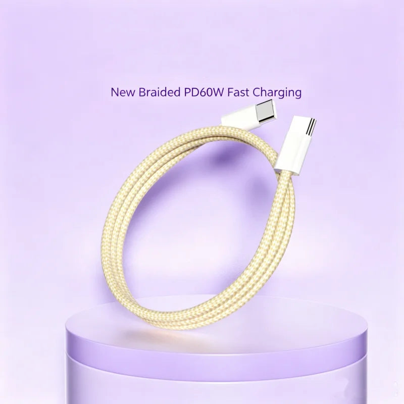 60W PD USB-C to USB-C Nylon Braided Cable – 6 Colors | FUCHU USB-C Charging Cable Richie's