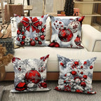 4 Pcs Christmas Pillow Covers Zippered Festive Polyester Set Decorative Pillow Covers Richie's