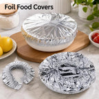 50-Pack Reusable Aluminum Foil Food Covers with Elastic Edges Food Cover Lids Richie's